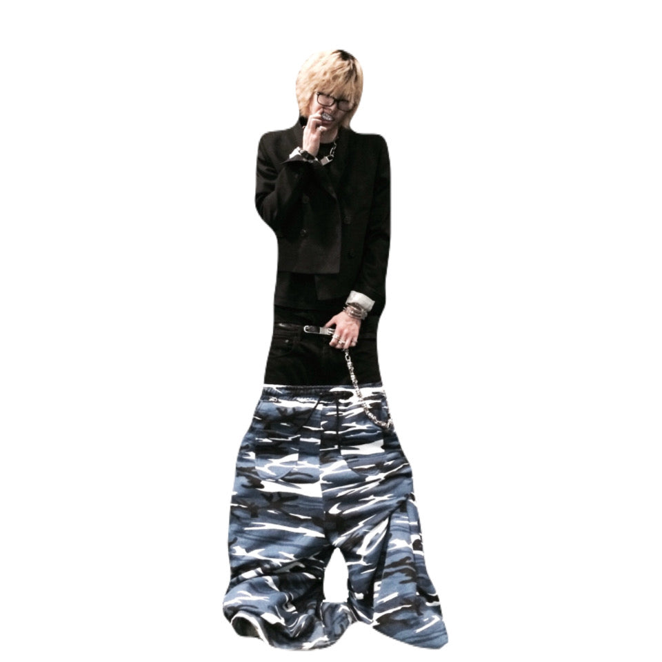 BLUE CAMO FUR POCKET SWEAT PANTS