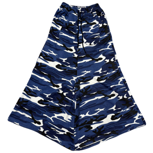 BLUE CAMO FUR POCKET SWEAT PANTS