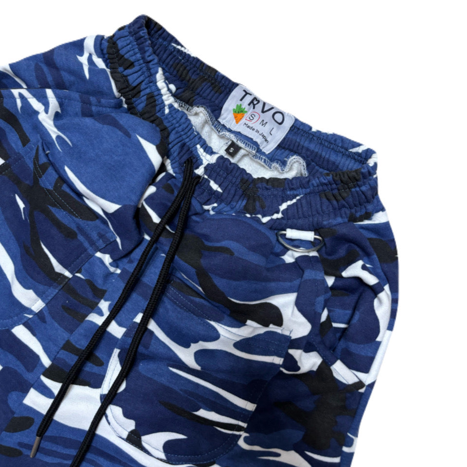 BLUE CAMO FUR POCKET SWEAT PANTS