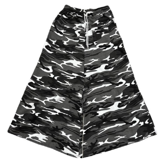 BLACK CAMO FUR POCKET SWEAT PANTS