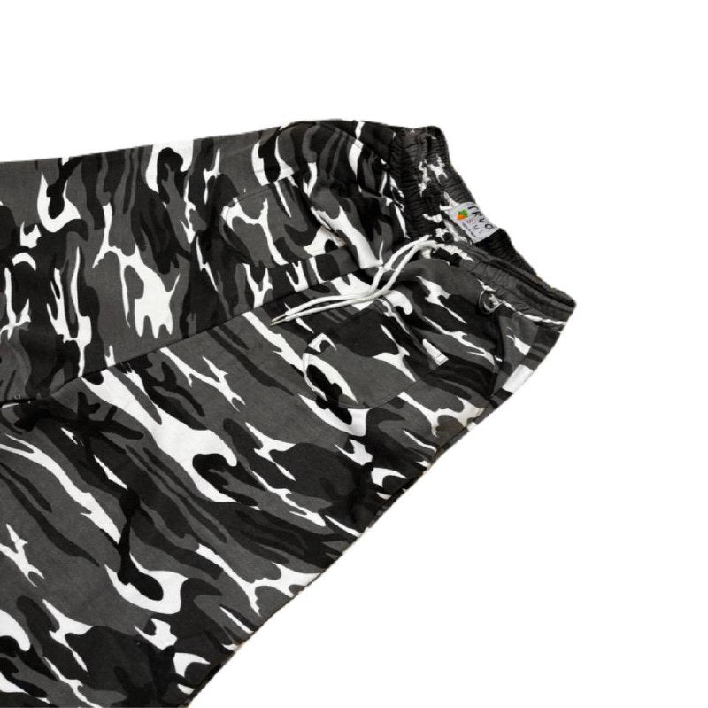 BLACK CAMO FUR POCKET SWEAT PANTS