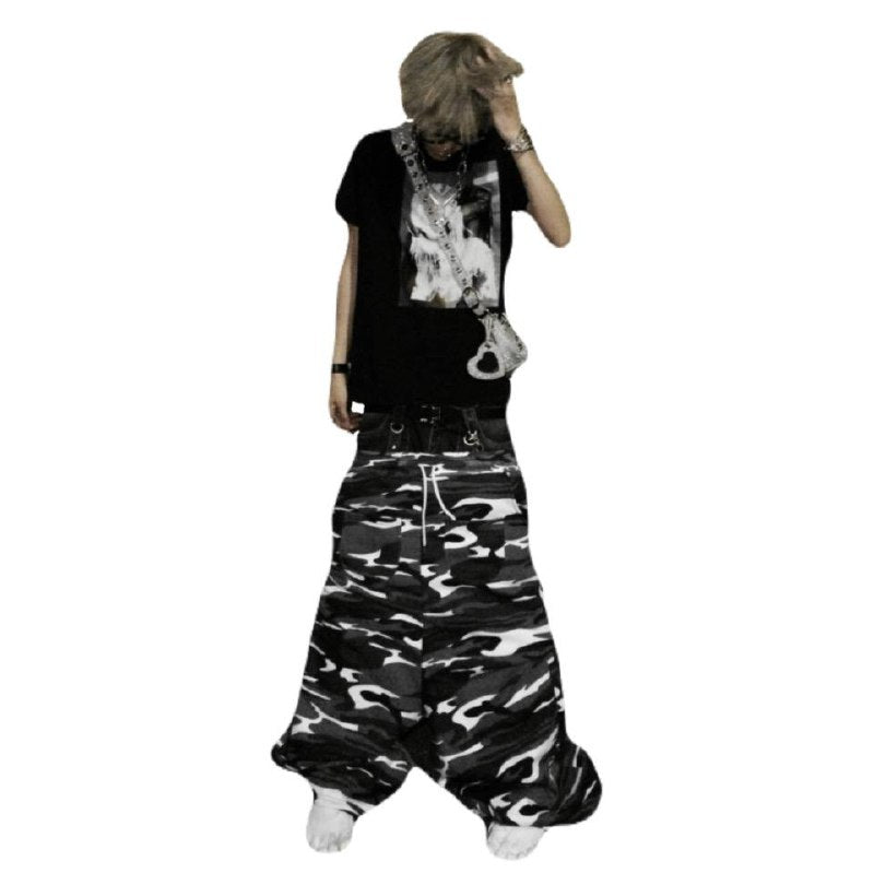 BLACK CAMO FUR POCKET SWEAT PANTS